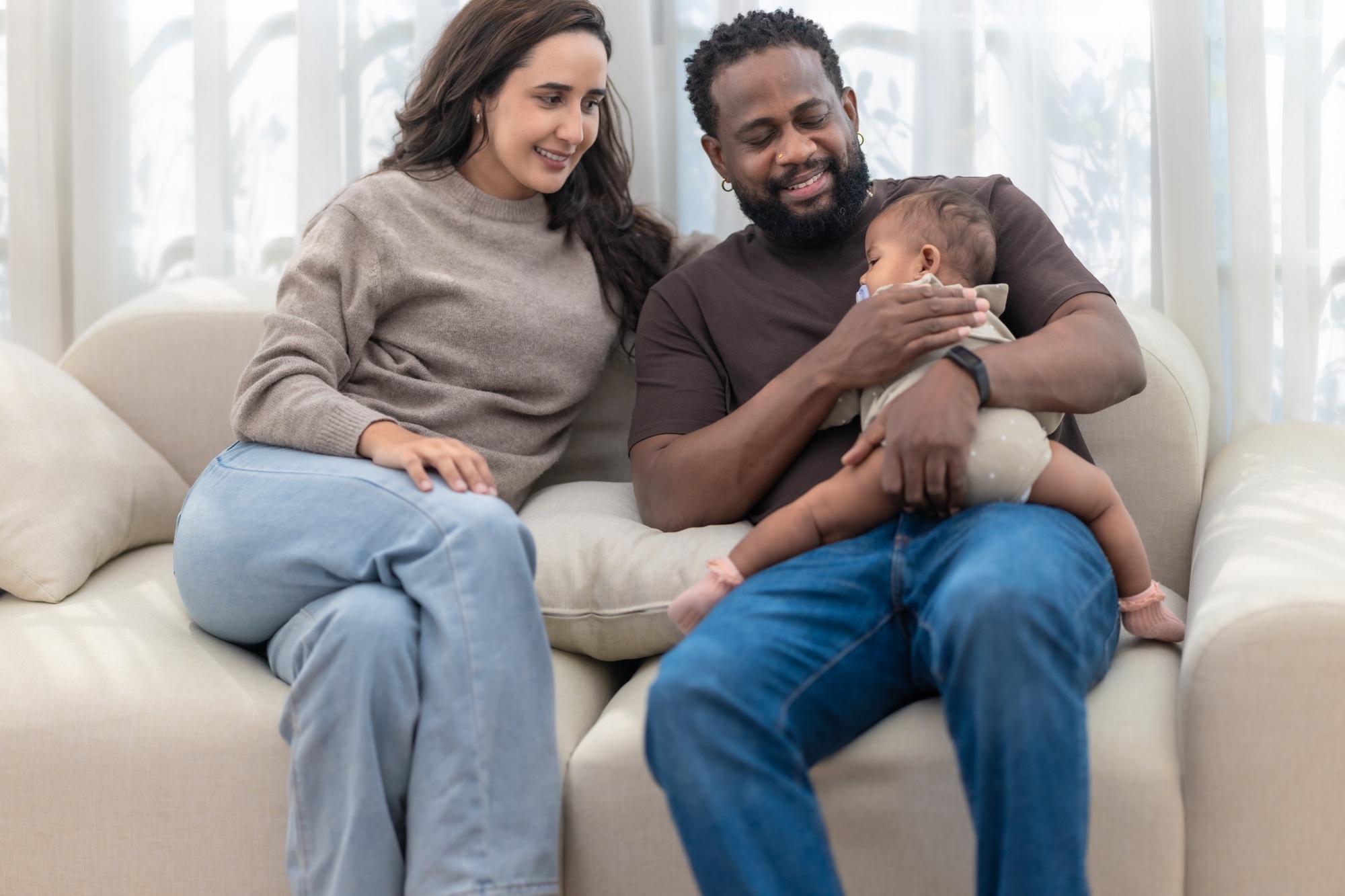 Happy Black Family Relaxing at Home